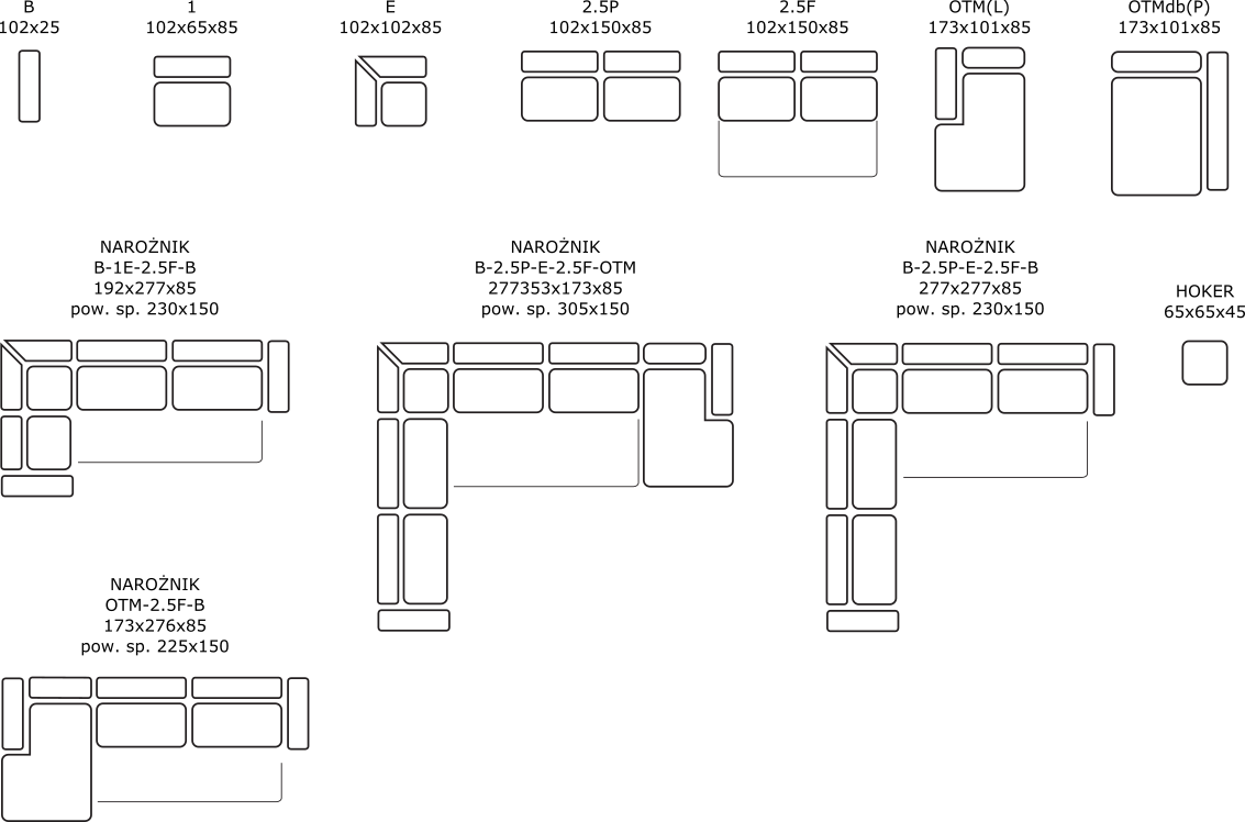 dostępne układy biblio by caya deign