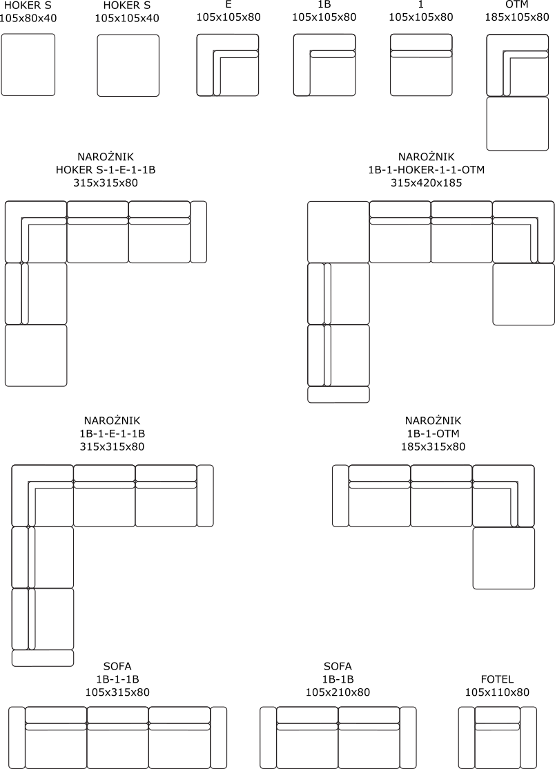 CUBE dostępne układy