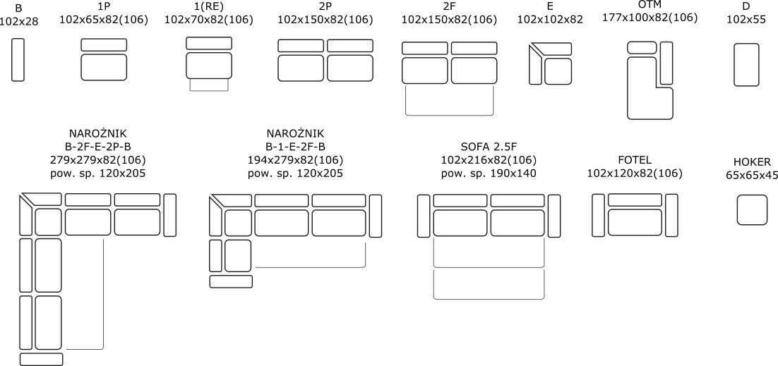 Dostępne układy palazzo