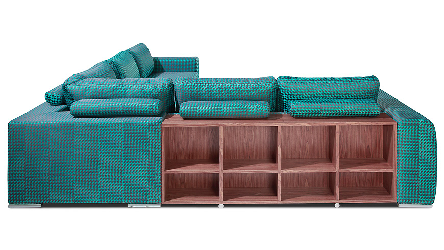 BIBLIO komfortowy narożnik z wbudowaną biblioteką 