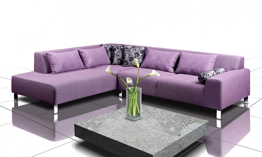 MIRAGE nowoczesny i komfortowy narożnik w modnym fioletowym kolorze