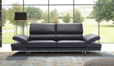 BRUNO designerska sofa skórzana na wysokich nogach