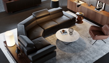 LORENZO komfortowy narożnik z włoskiej skóry naturalnej