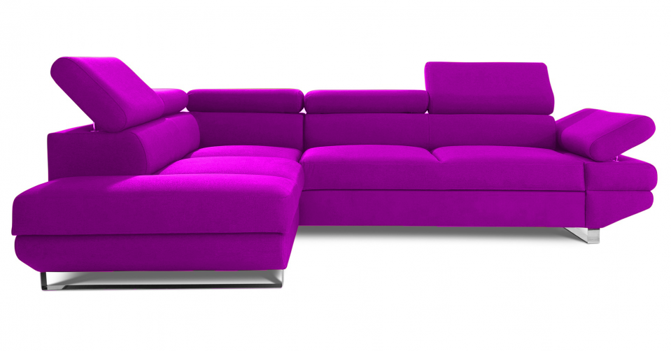 Komfortowy narożnik AVANTI w tkaninie typu velvet col. fuksja