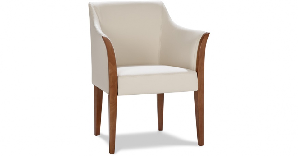 BARI fotel w skórze w kolorze ecru.