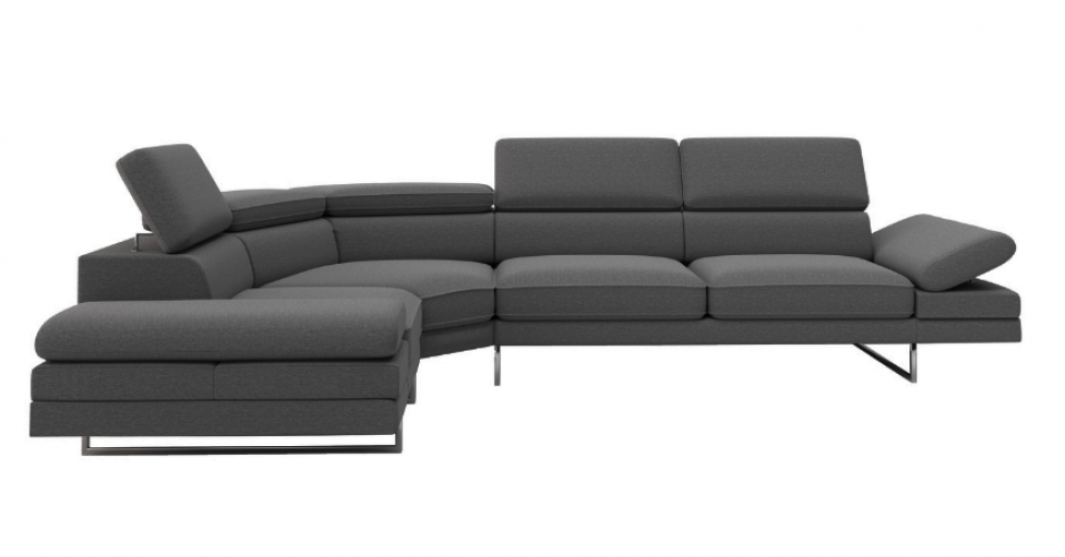 BRUNO designerski narożnik prawostronny w szarej tkaninie Nordic.