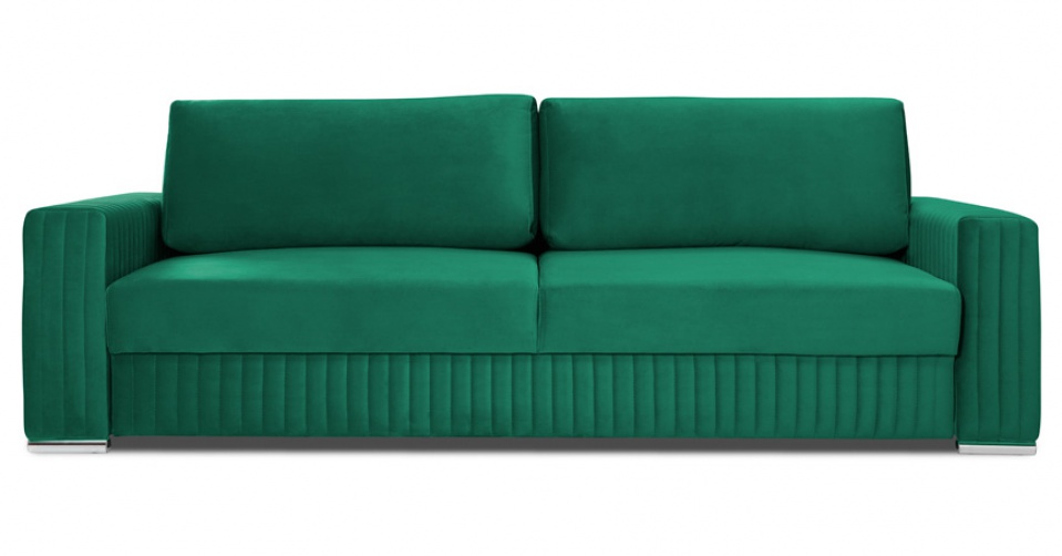 Glamour sofa 3 osobowa w modnym zielonym welwecie.
